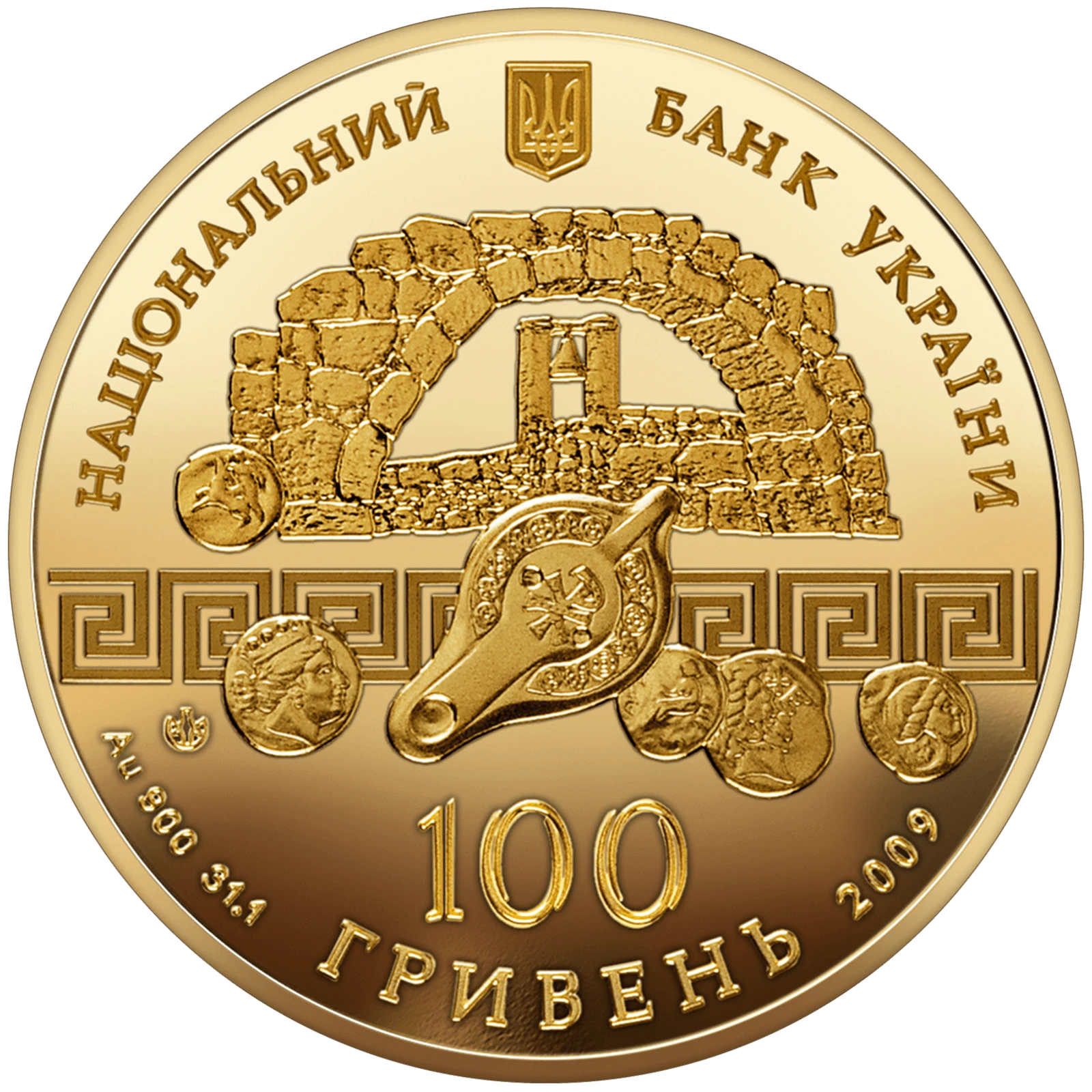 Аверс монети золота «Золота монета Херсонес Таврійський», 2009 рік, 100 ₴
