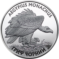 Реверс монети срібла «Срібна монета Гриф чорний», 2008 рік, 10 ₴