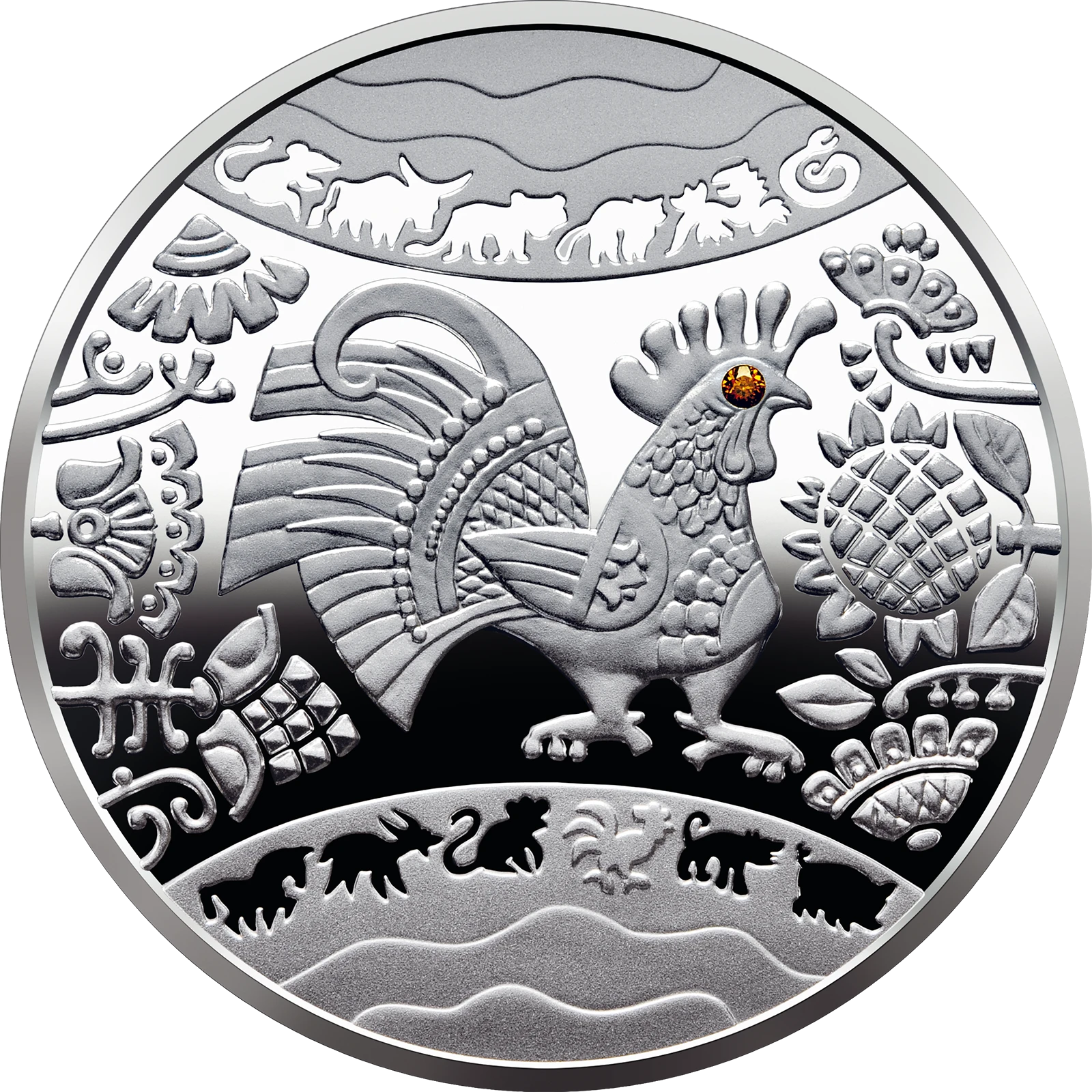 Реверс монети срібла «Срібна монета Рік Півня», 2016 рік, 5 ₴