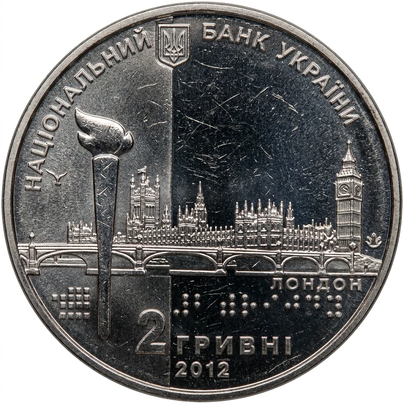 Аверс монети нейзильберу «Монета Паралімпійські ігри», 2012 рік, 2 ₴